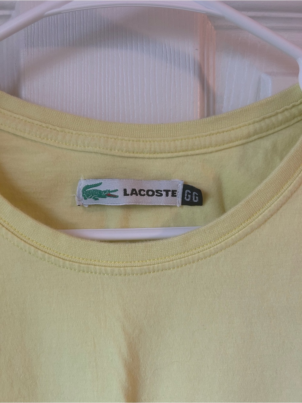 Lacoste Yellow Crewneck T-Shirt with Green Croc Logo - Picture 3 of 3